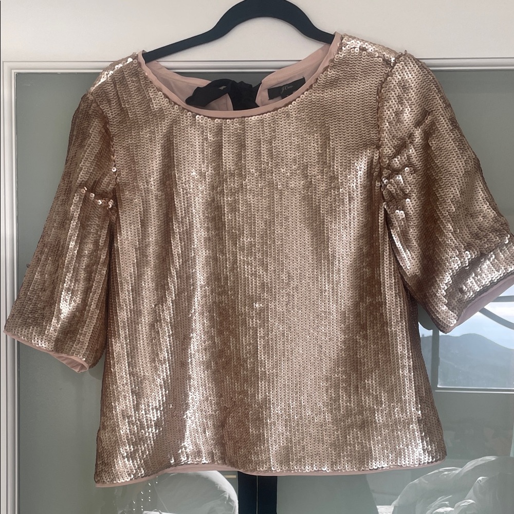 J. Crew Shimmering Gold Sequin Blouse